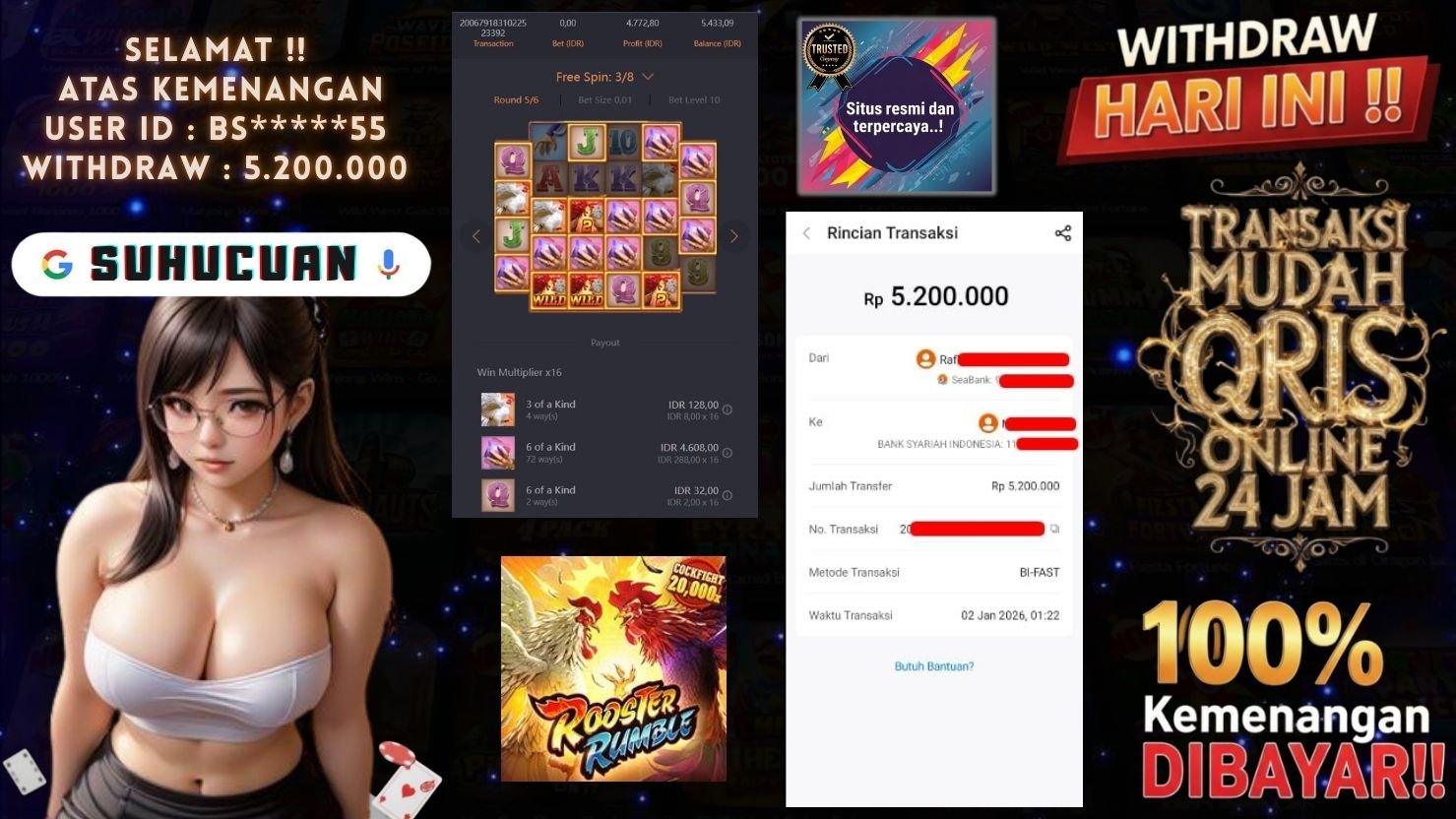 SUHUCUAN JACKPOT SLOT ROOSTER RUMBLE